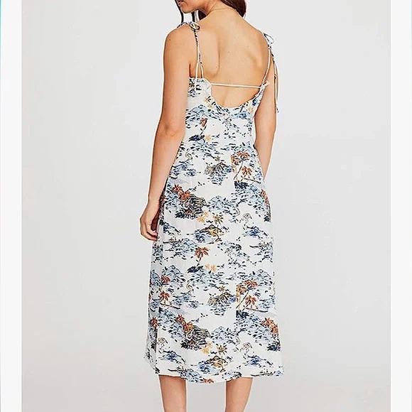 Free People Beach Party Flamingo Midi Linen Blend Dress - Picture 2 of 16